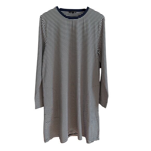 J. CREW Navy and White Striped Soft Jersey Swing Shirt Dress Long Sleeve XXL - Picture 1 of 6